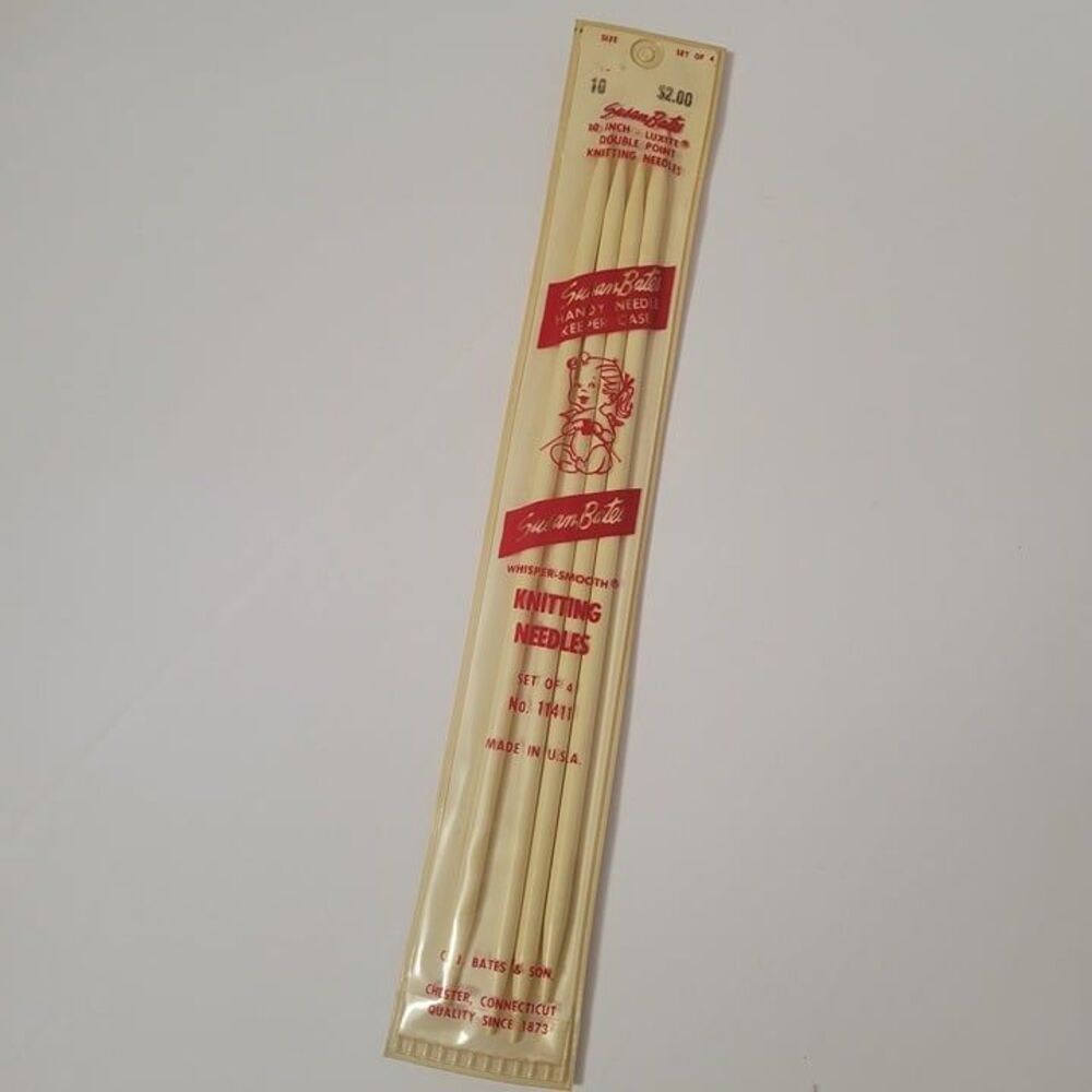 Set of 4 Susan Bates 10" Luxite Double Point Knitting Needles Size 10